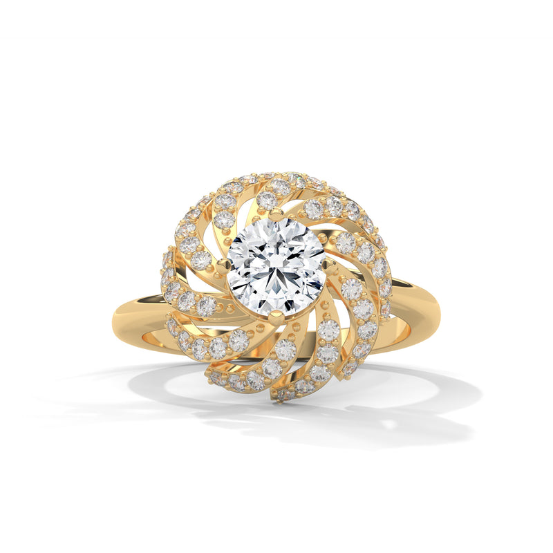 Swirling Bloom Halo Ring