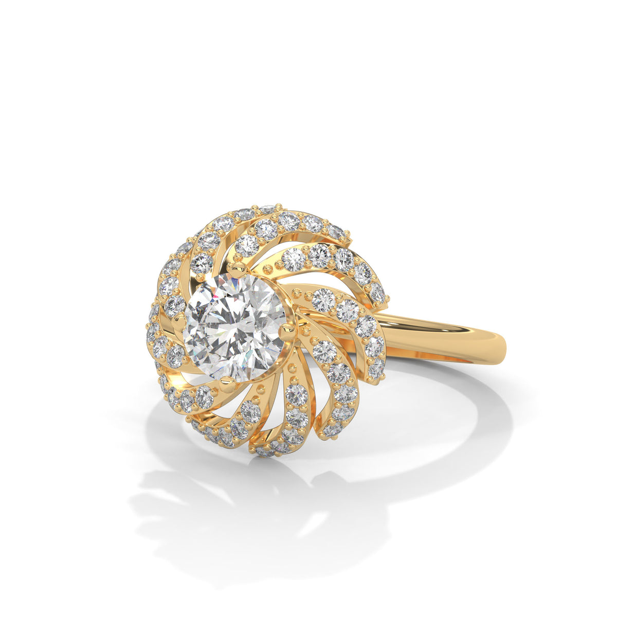 Swirling Bloom Halo Ring
