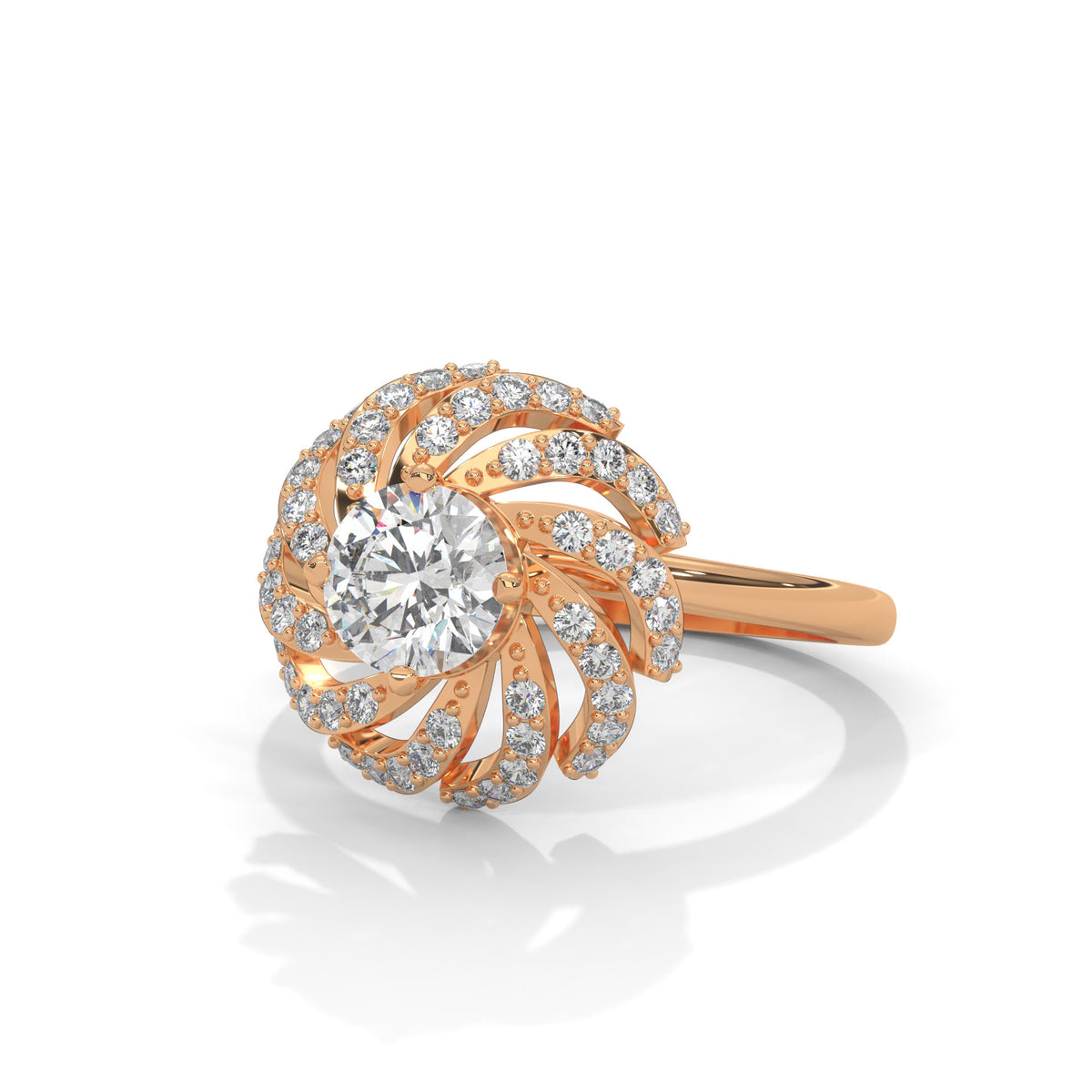 Swirling Bloom Halo Ring