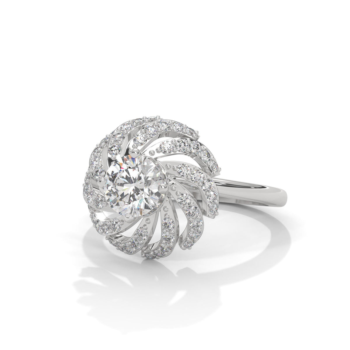 Swirling Bloom Halo Ring
