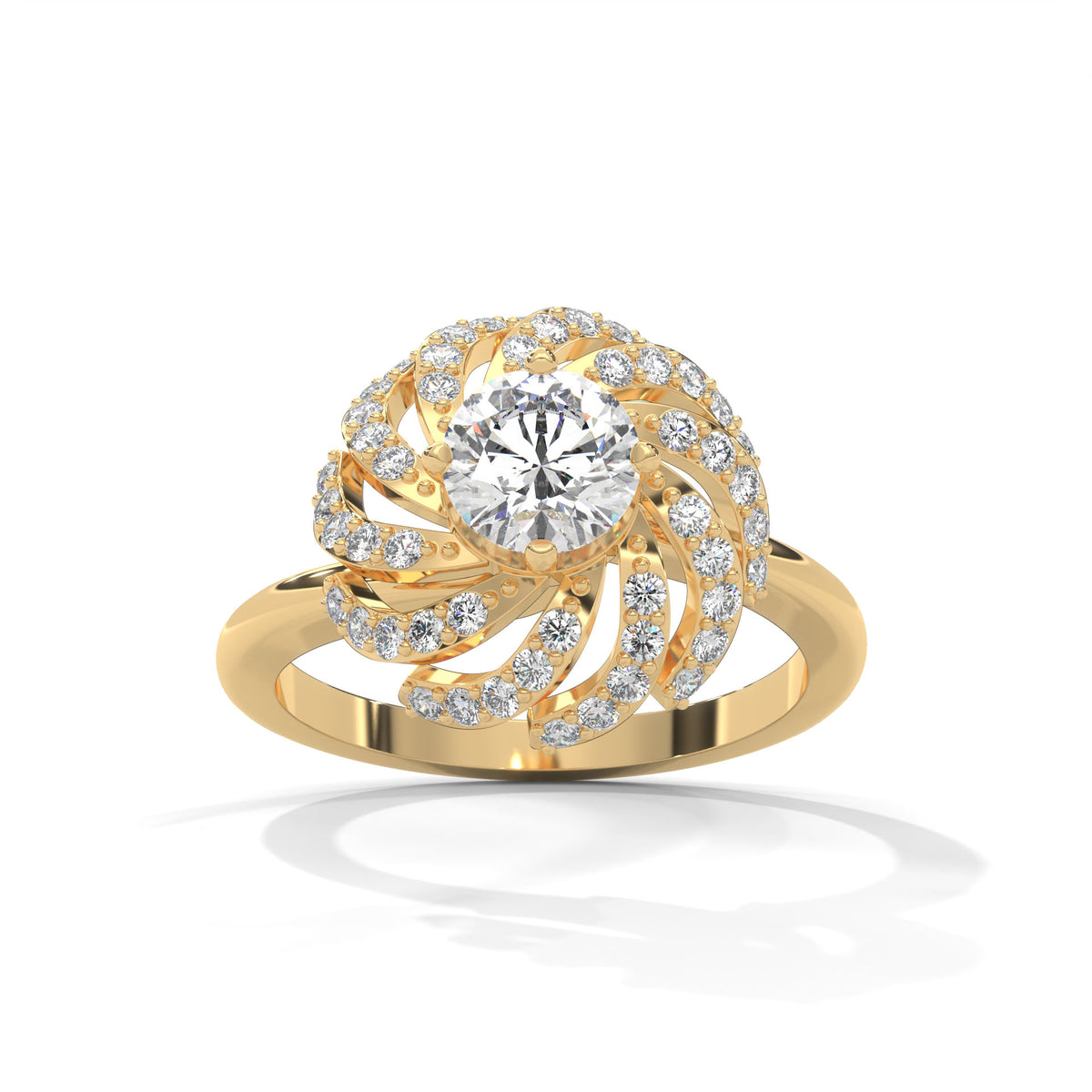 Swirling Bloom Halo Ring