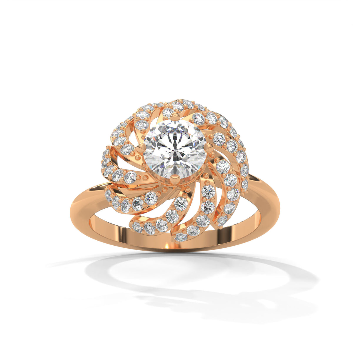 Swirling Bloom Halo Ring