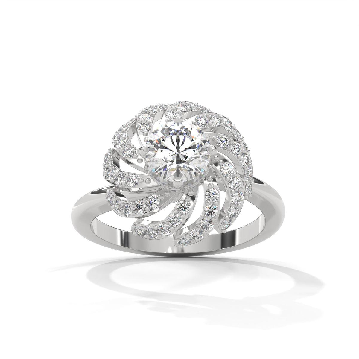 Swirling Bloom Halo Ring