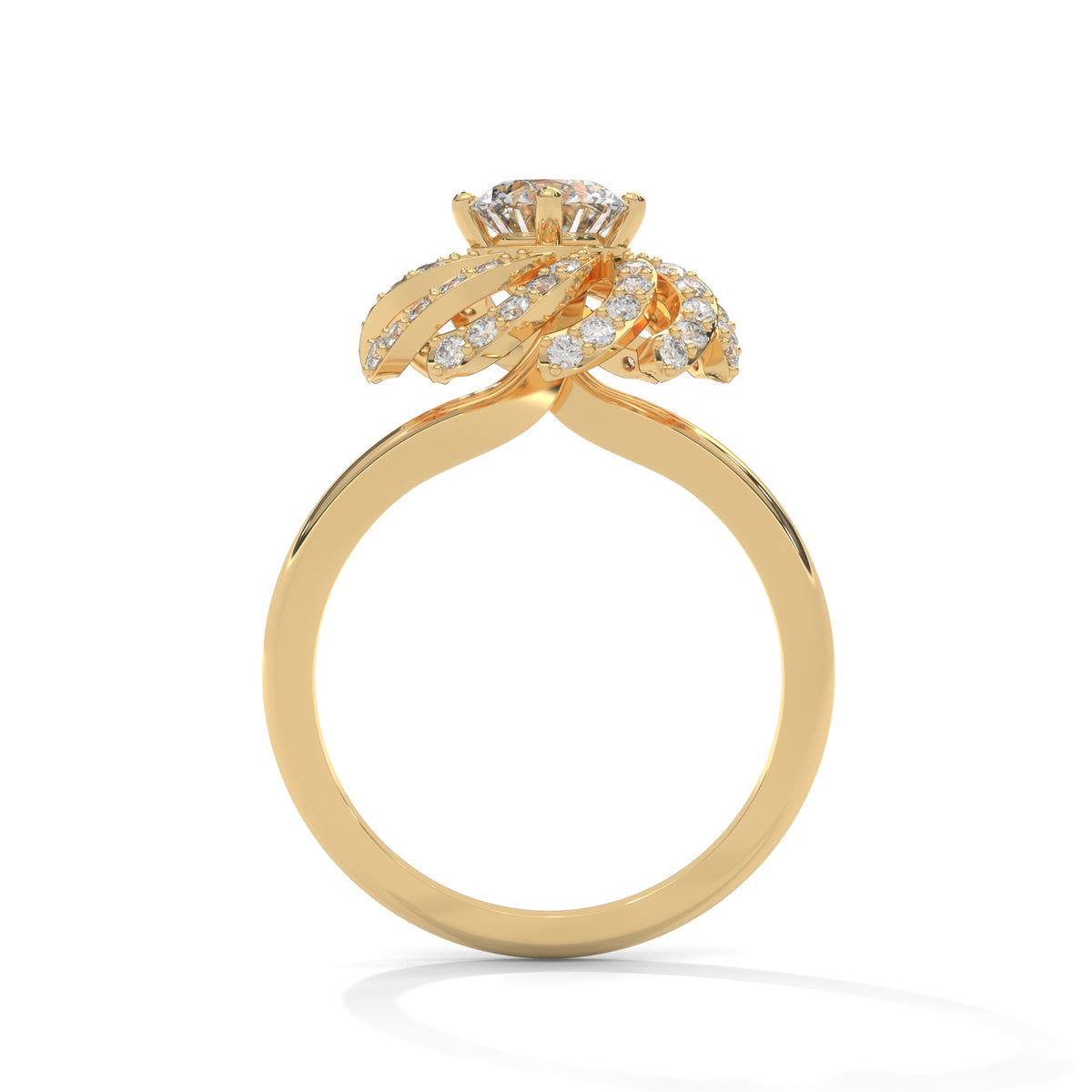 Swirling Bloom Halo Ring