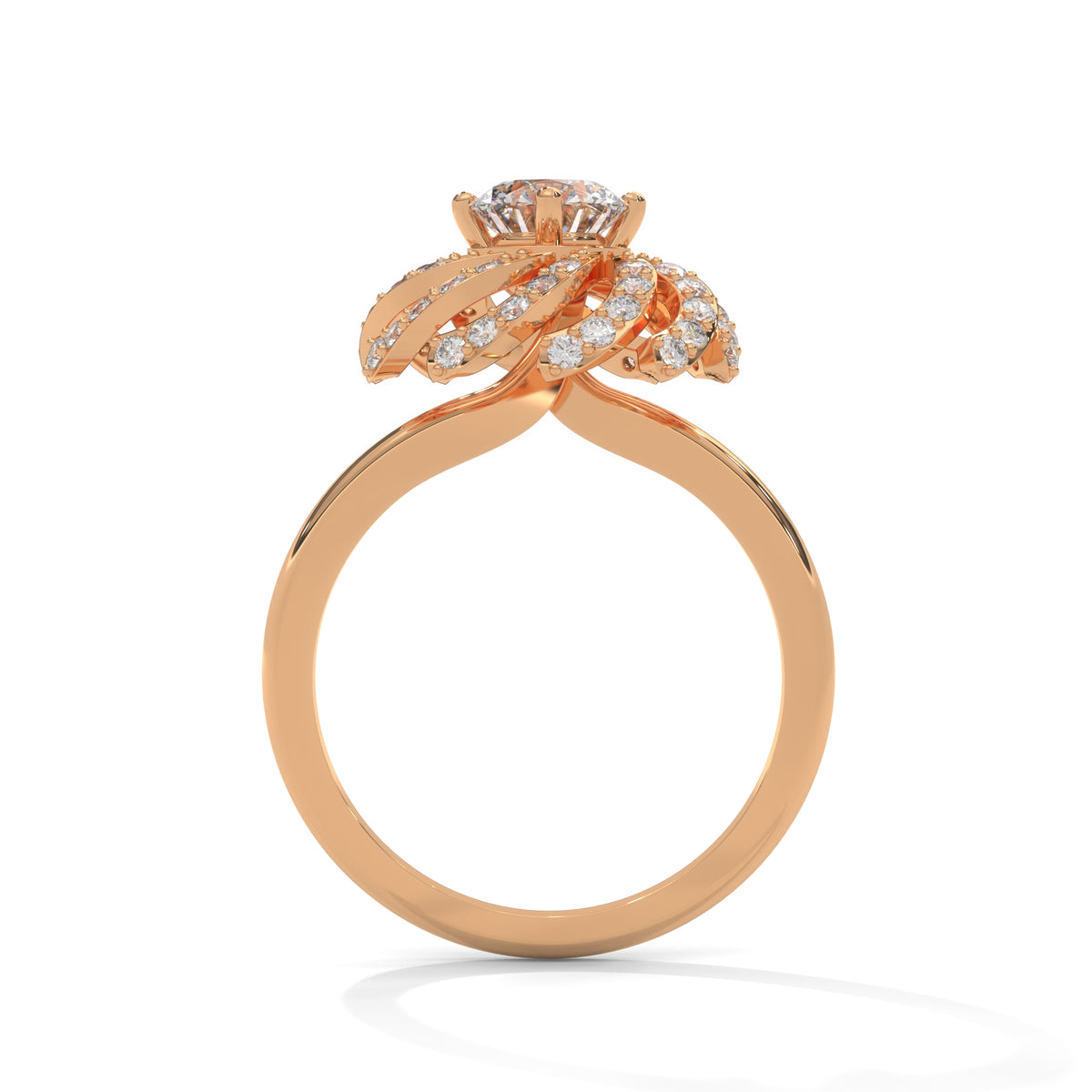Swirling Bloom Halo Ring