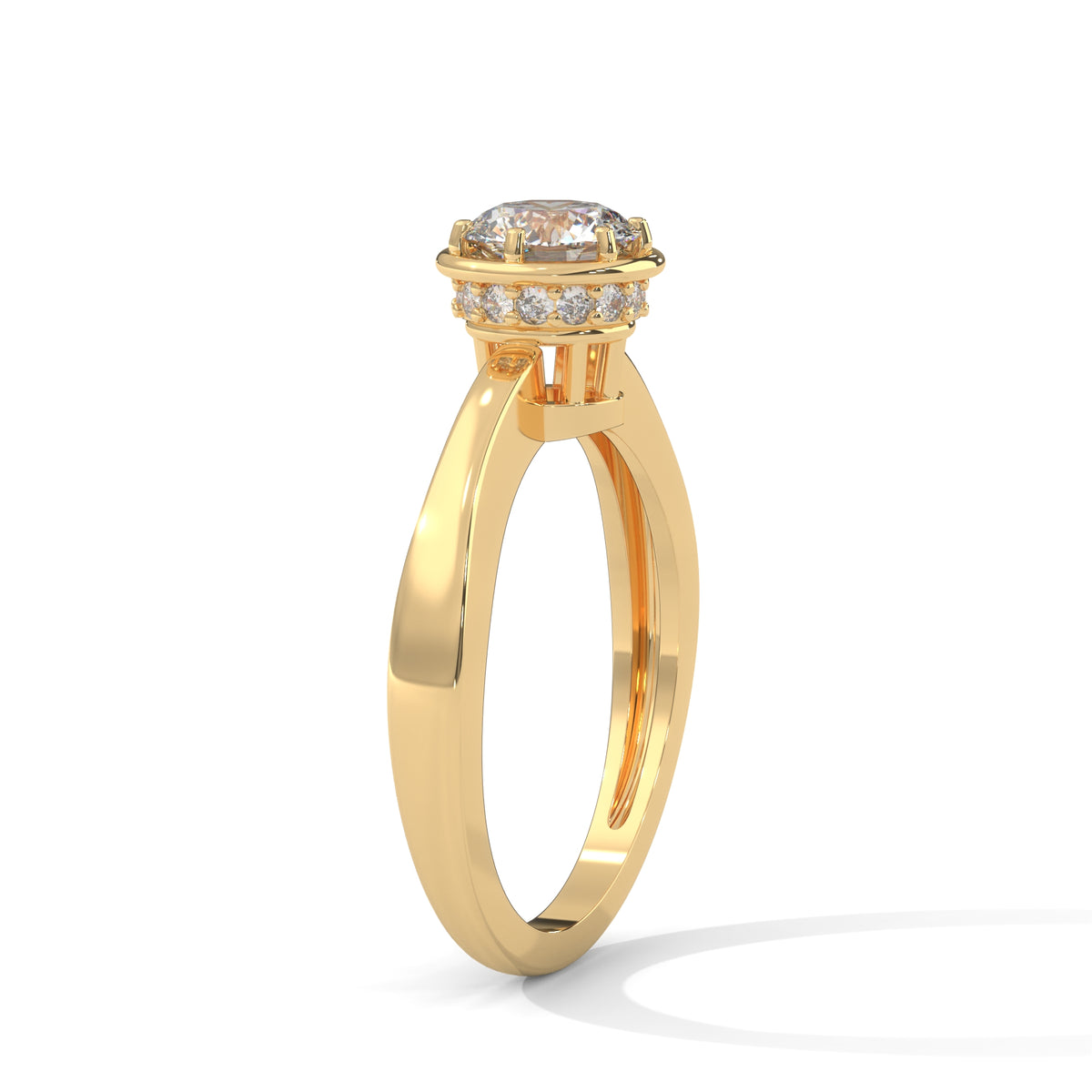 Crown Halo Solitaire Ring