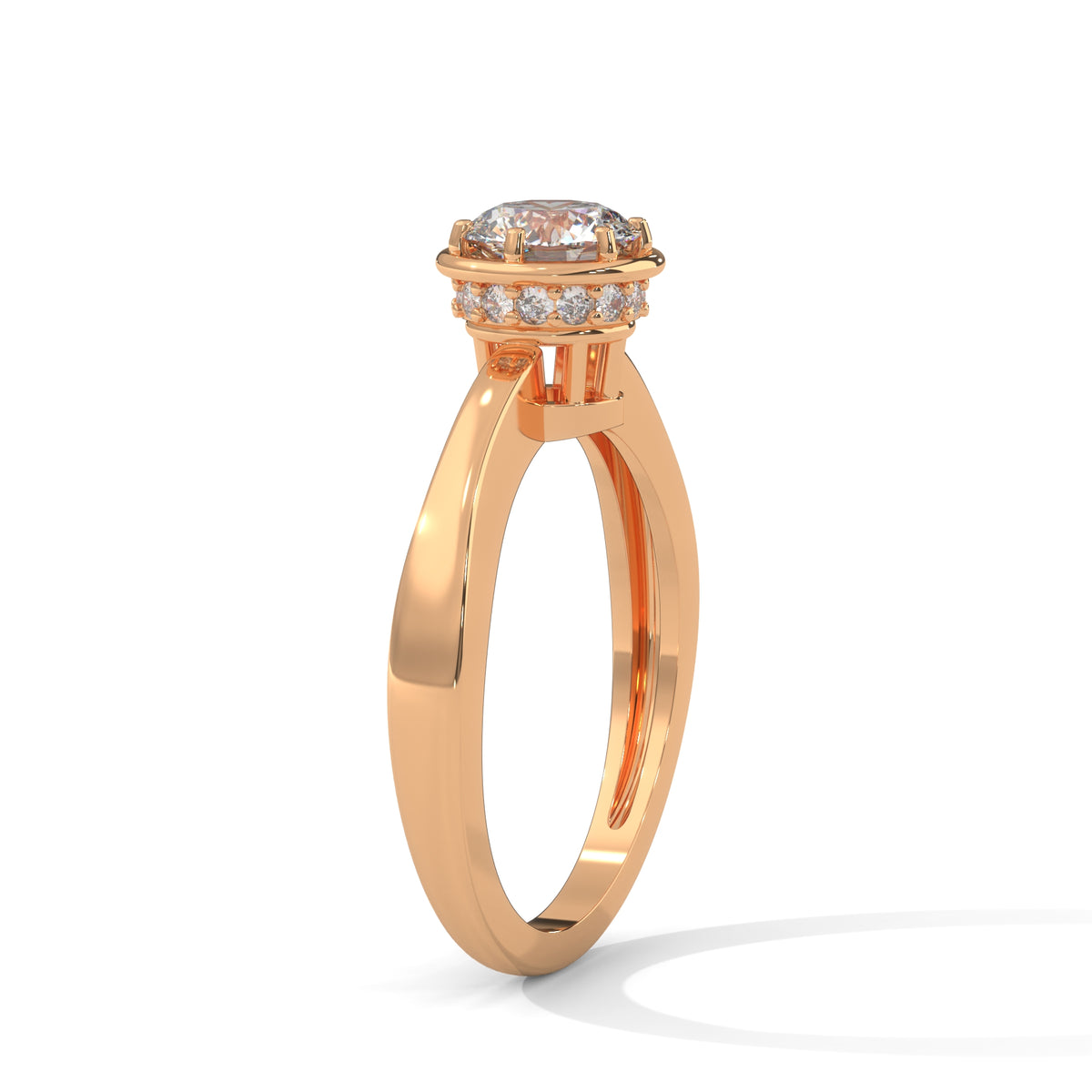 Crown Halo Solitaire Ring