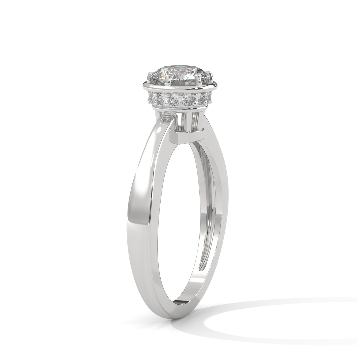 Crown Halo Solitaire Ring