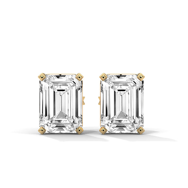 Emerald Step Solitaire Earrings