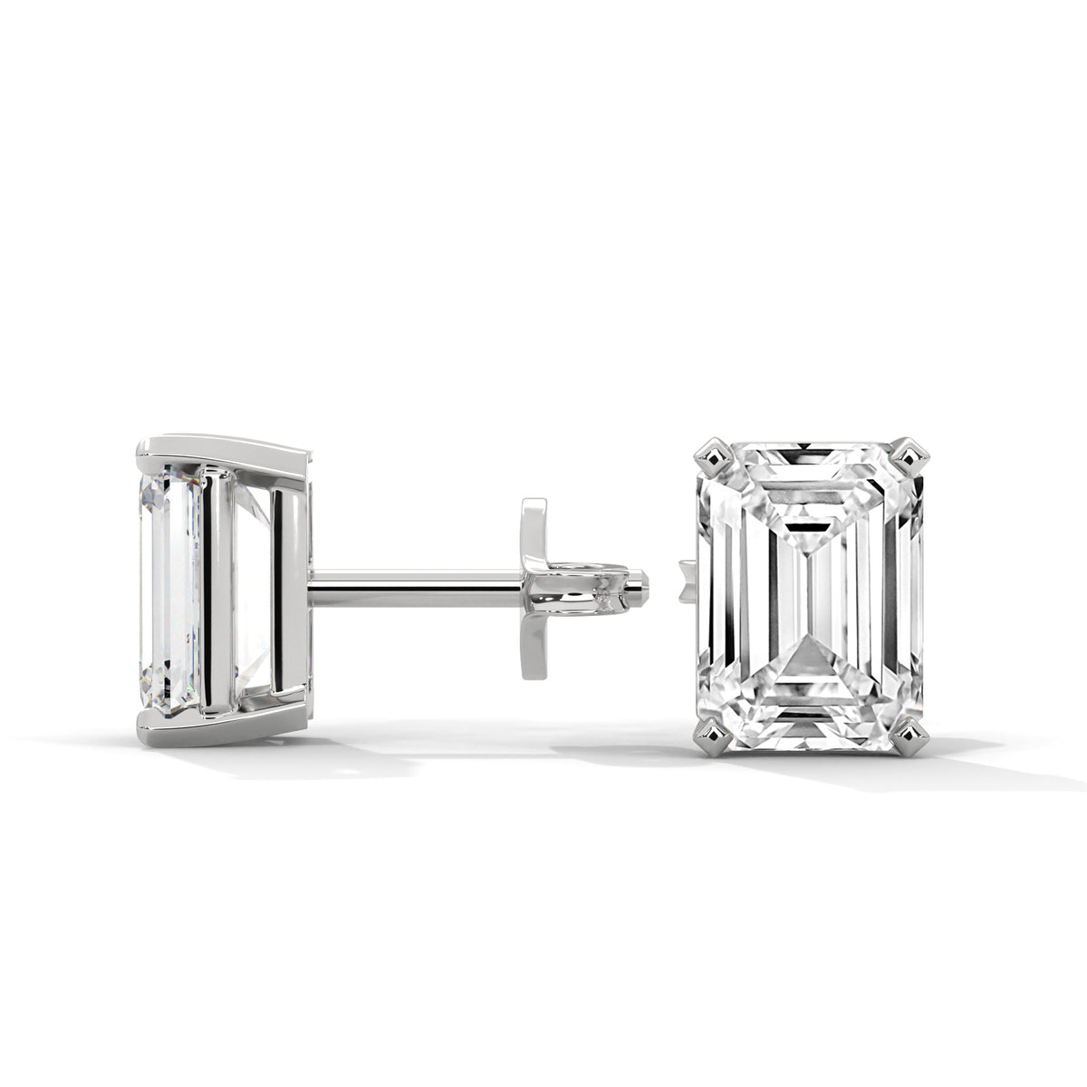 Emerald Step Solitaire Earrings