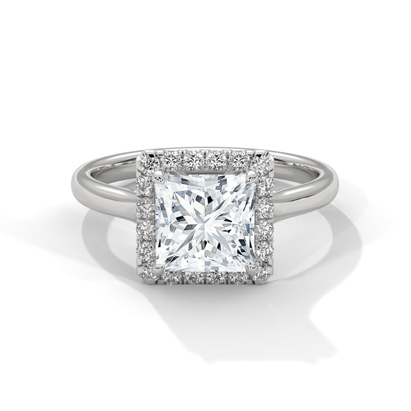 Royal Halo Princess Solitaire Ring