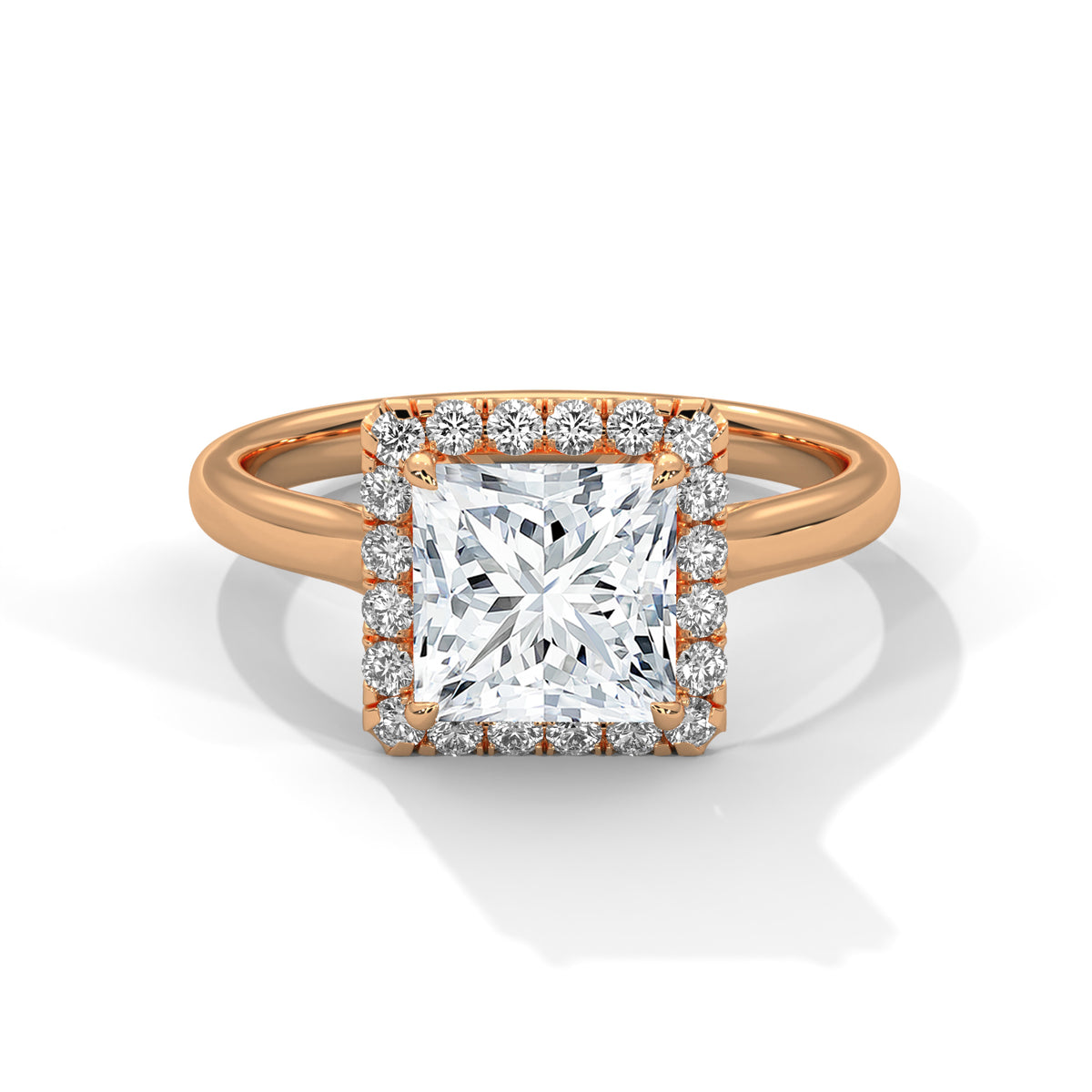 Royal Halo Princess Solitaire Ring