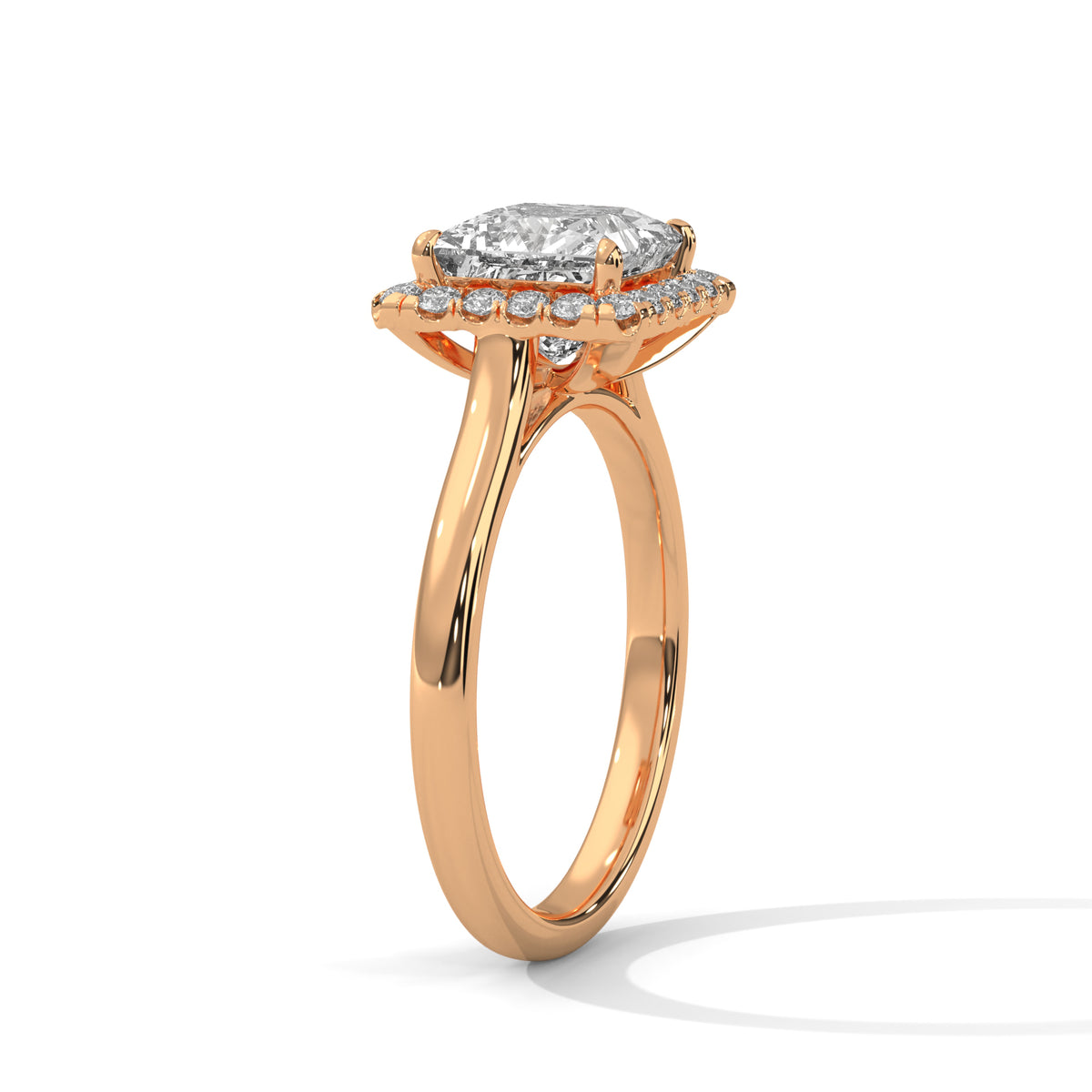 Royal Halo Princess Solitaire Ring
