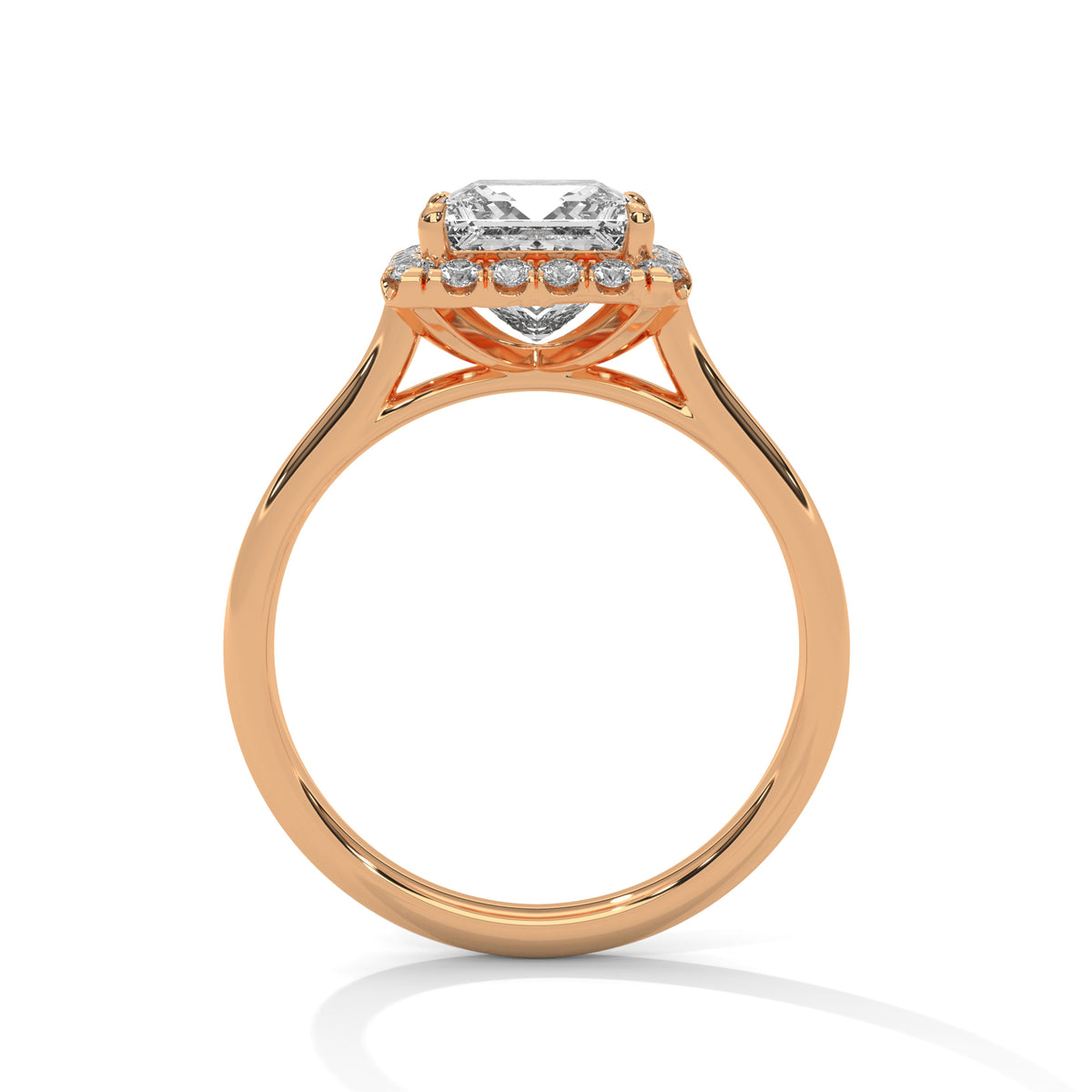 Royal Halo Princess Solitaire Ring