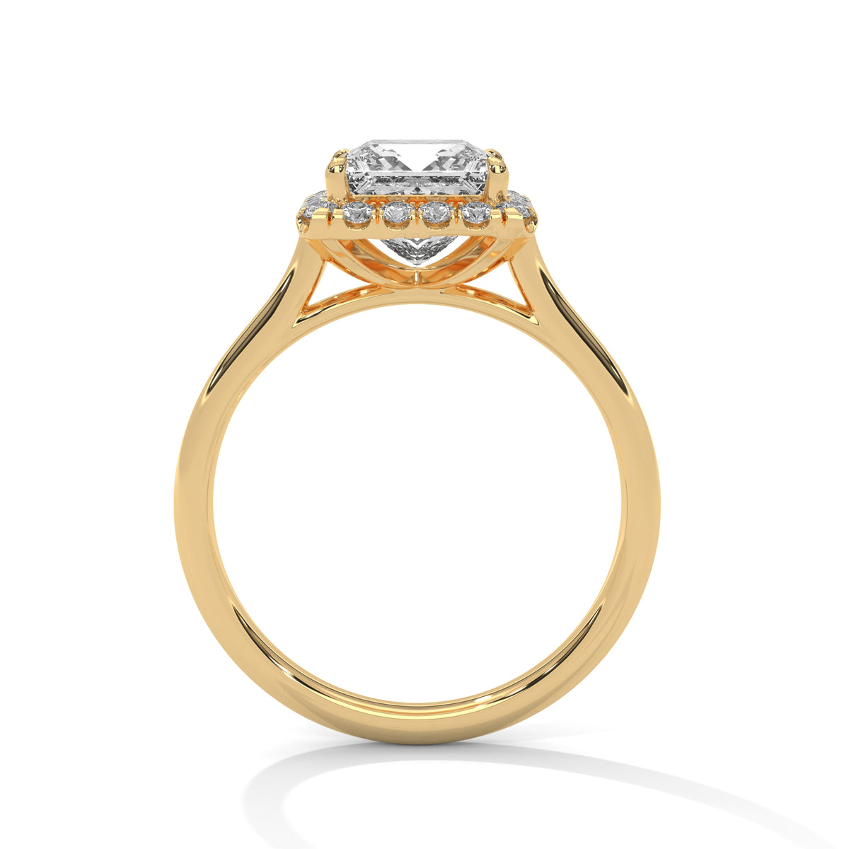 Royal Halo Princess Solitaire Ring