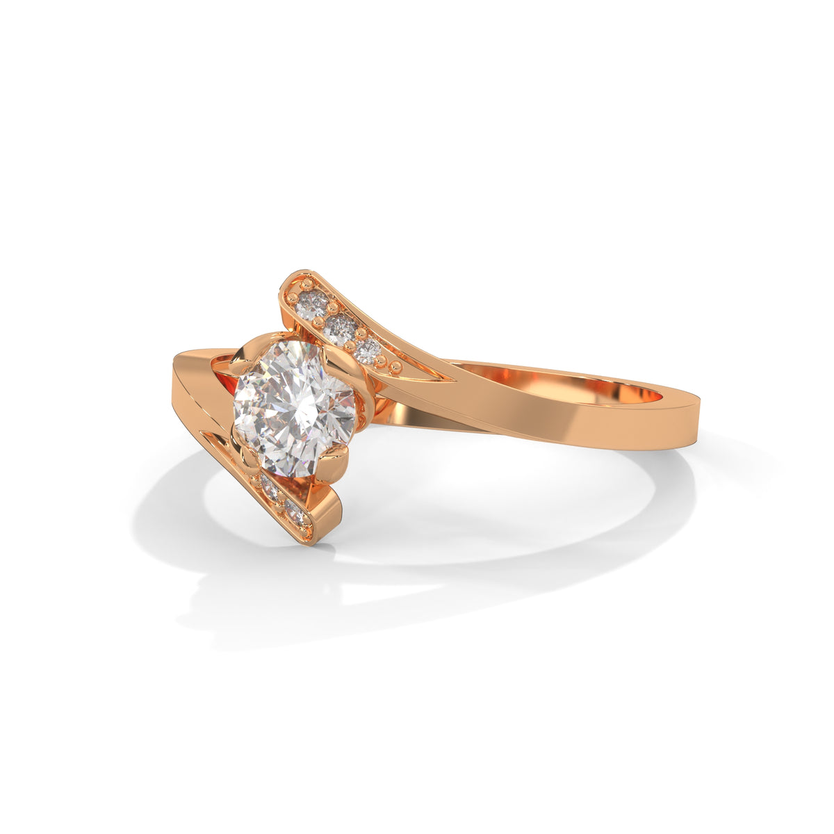 Crossing Currents Solitaire Ring