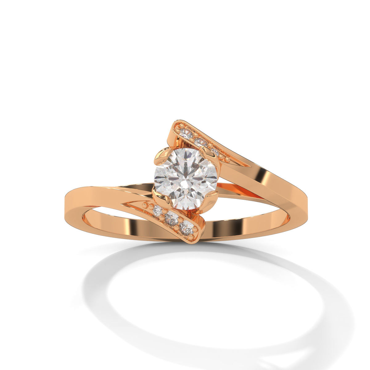 Crossing Currents Solitaire Ring