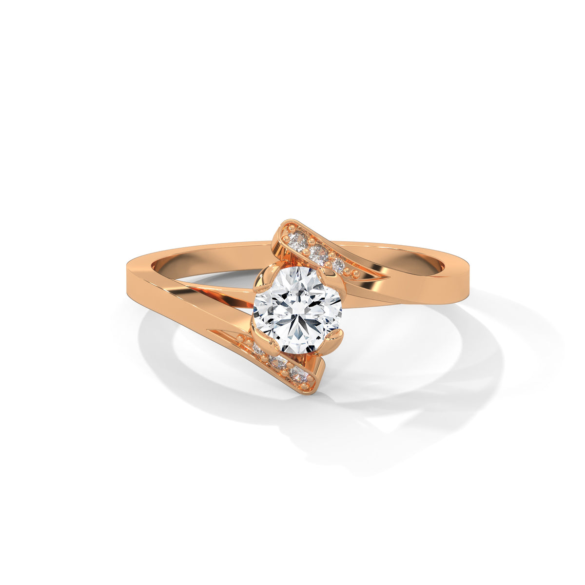 Crossing Currents Solitaire Ring