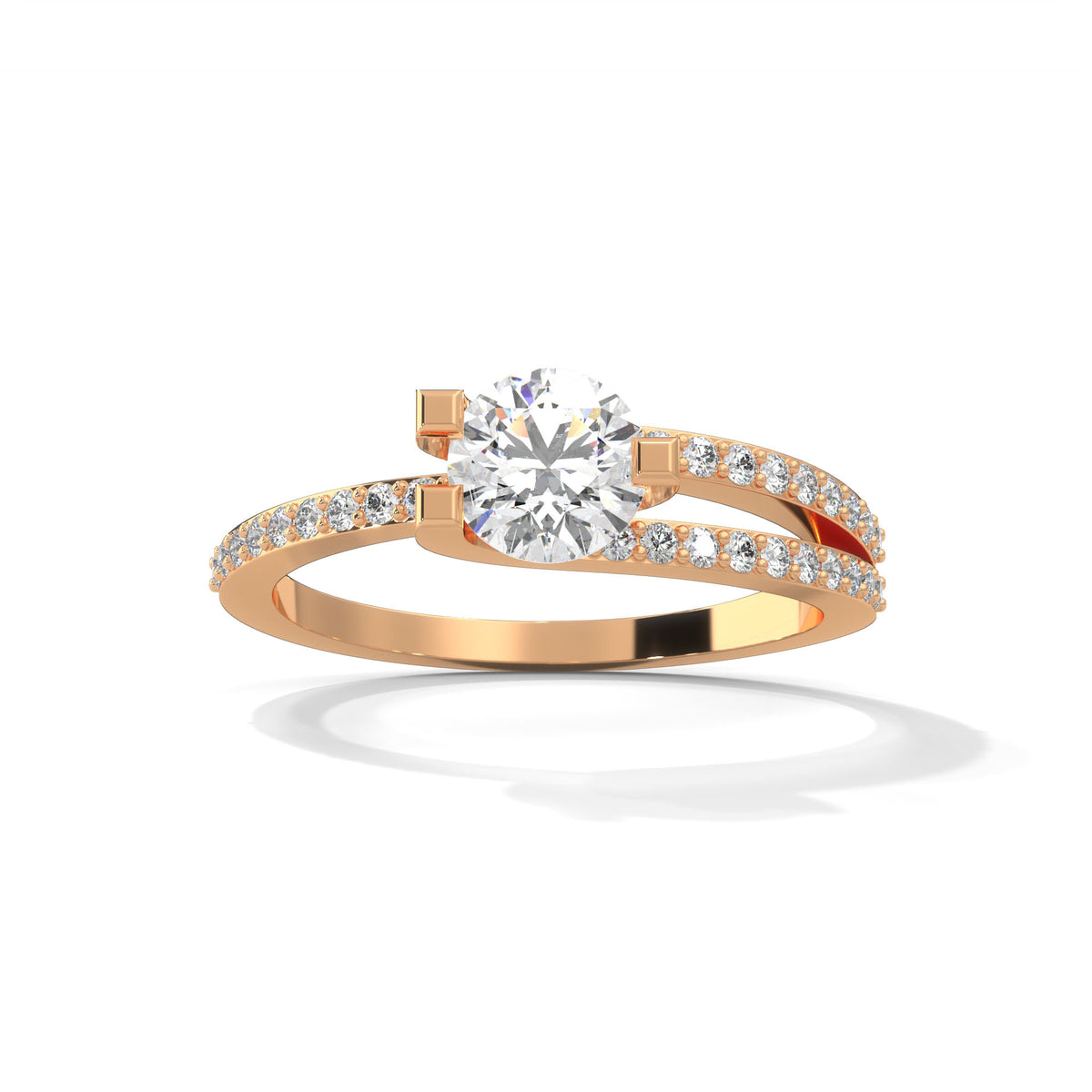Intertwined Bypass Solitaire Ring