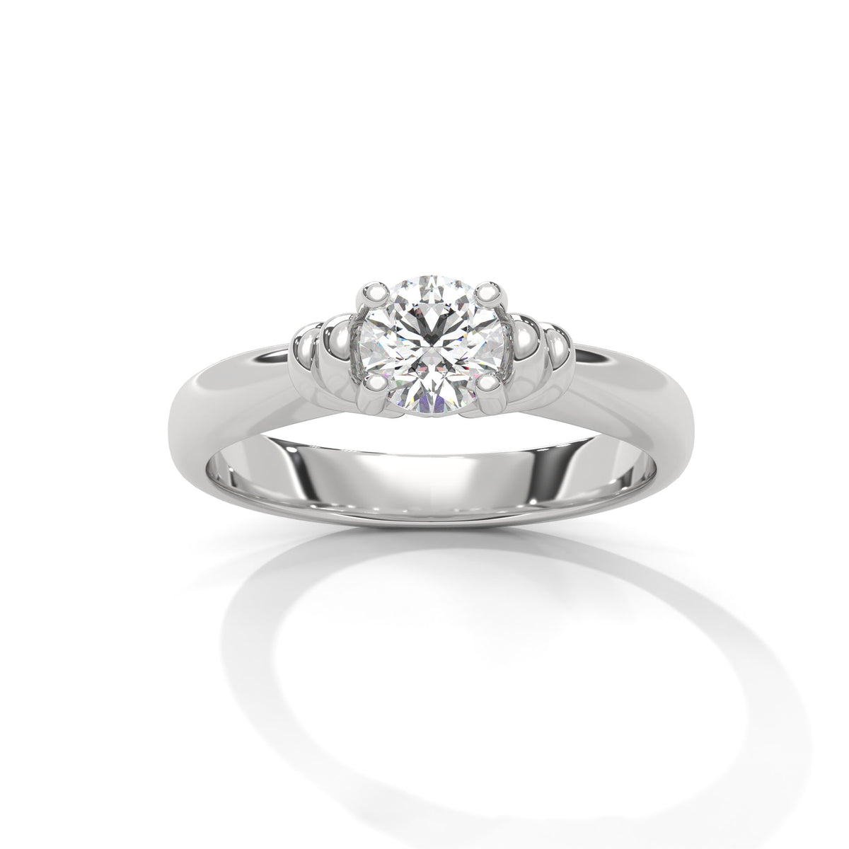 Crown Heart Solitaire Ring