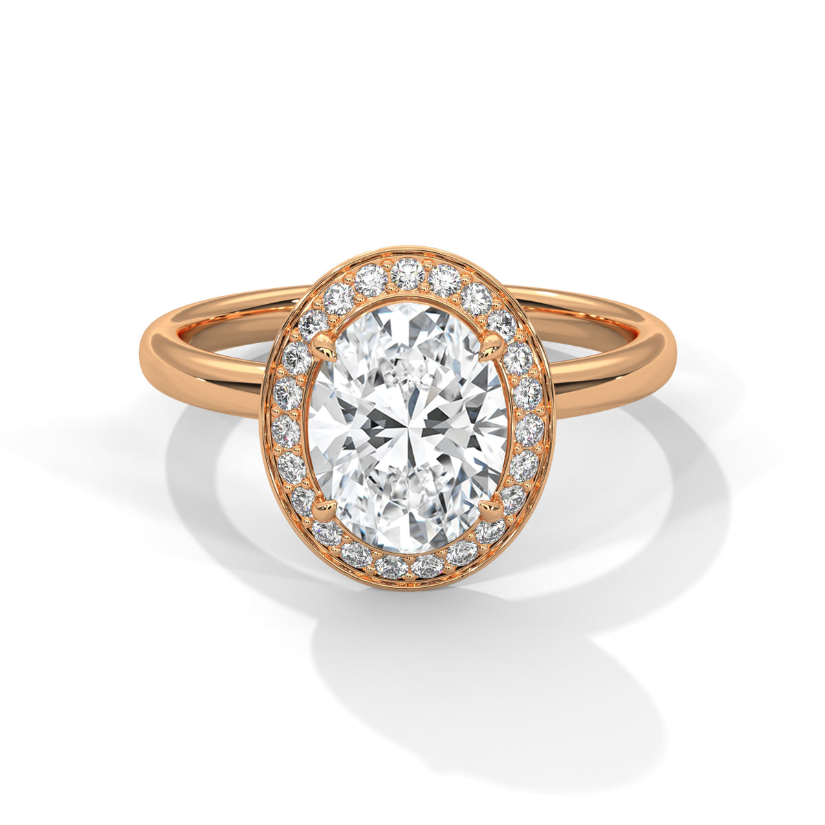 Oval Halo Radiance Solitaire Ring