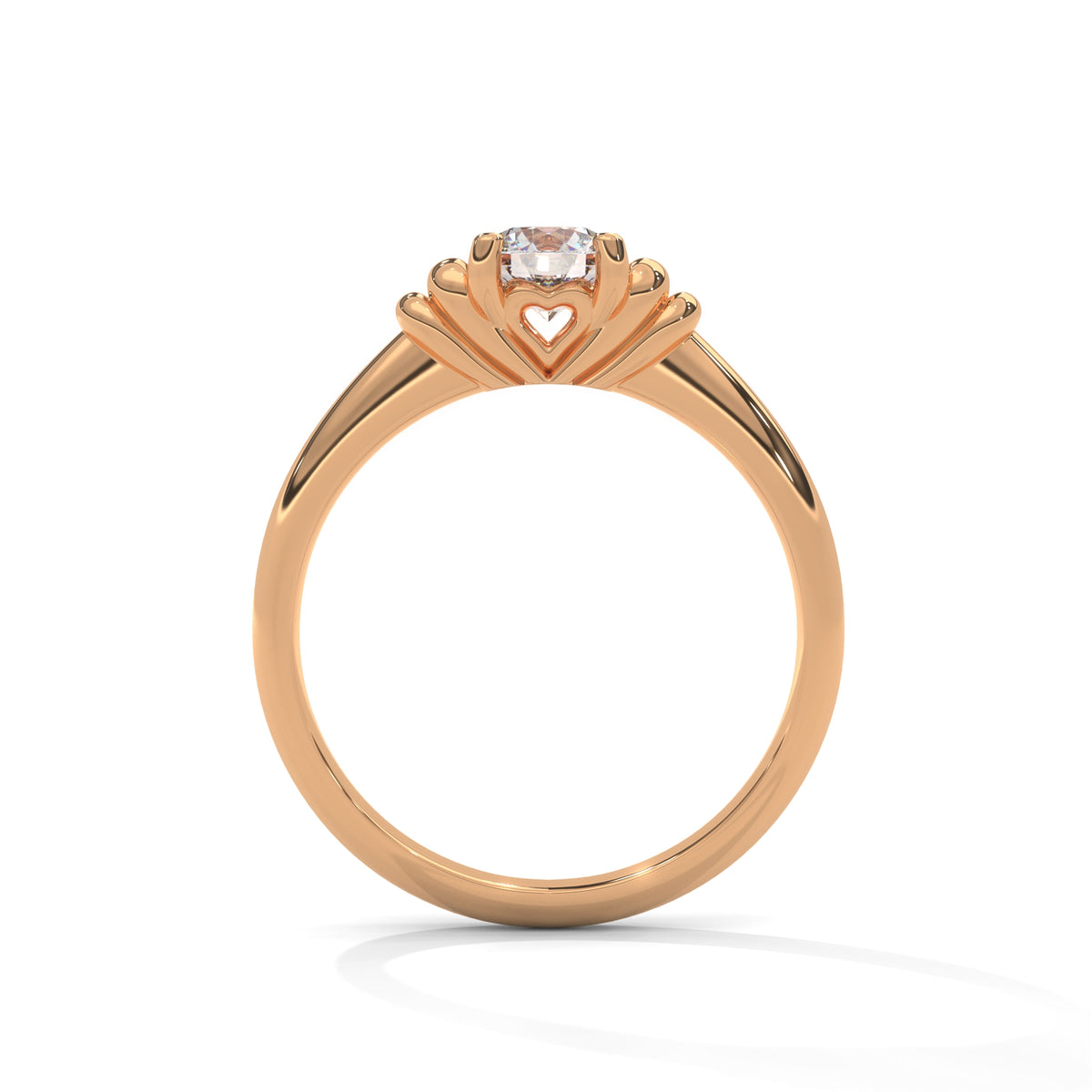 Crown Heart Solitaire Ring
