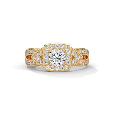 Crossweave Halo Bridal Ring — IGI Certified Diamond Jewellery | My Carat India