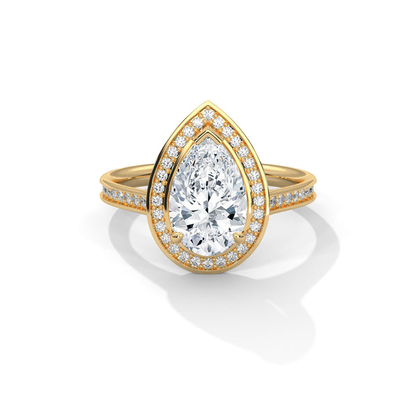 Teardrop Halo Solitaire Ring