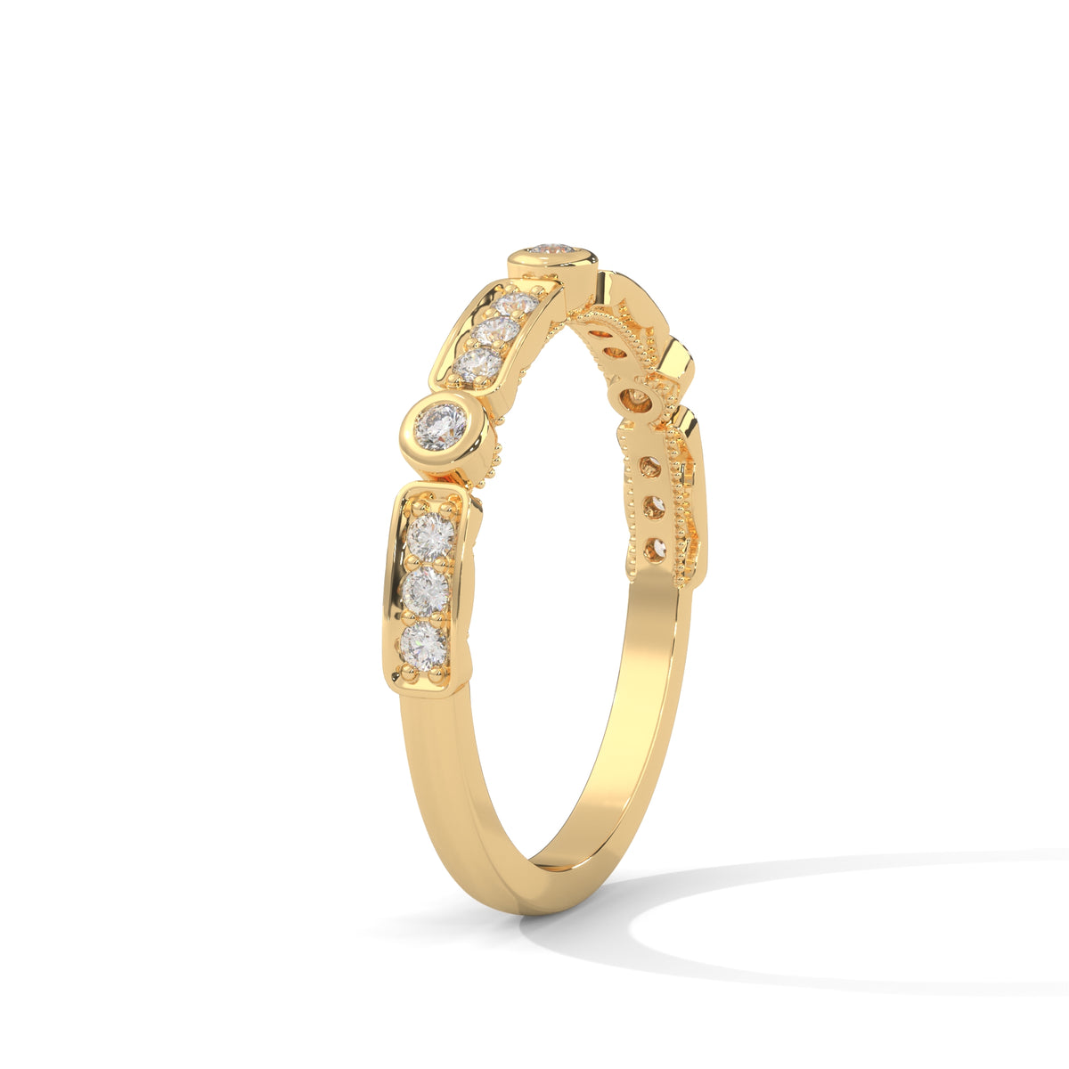 Bezel Arc Diamond Band Ring