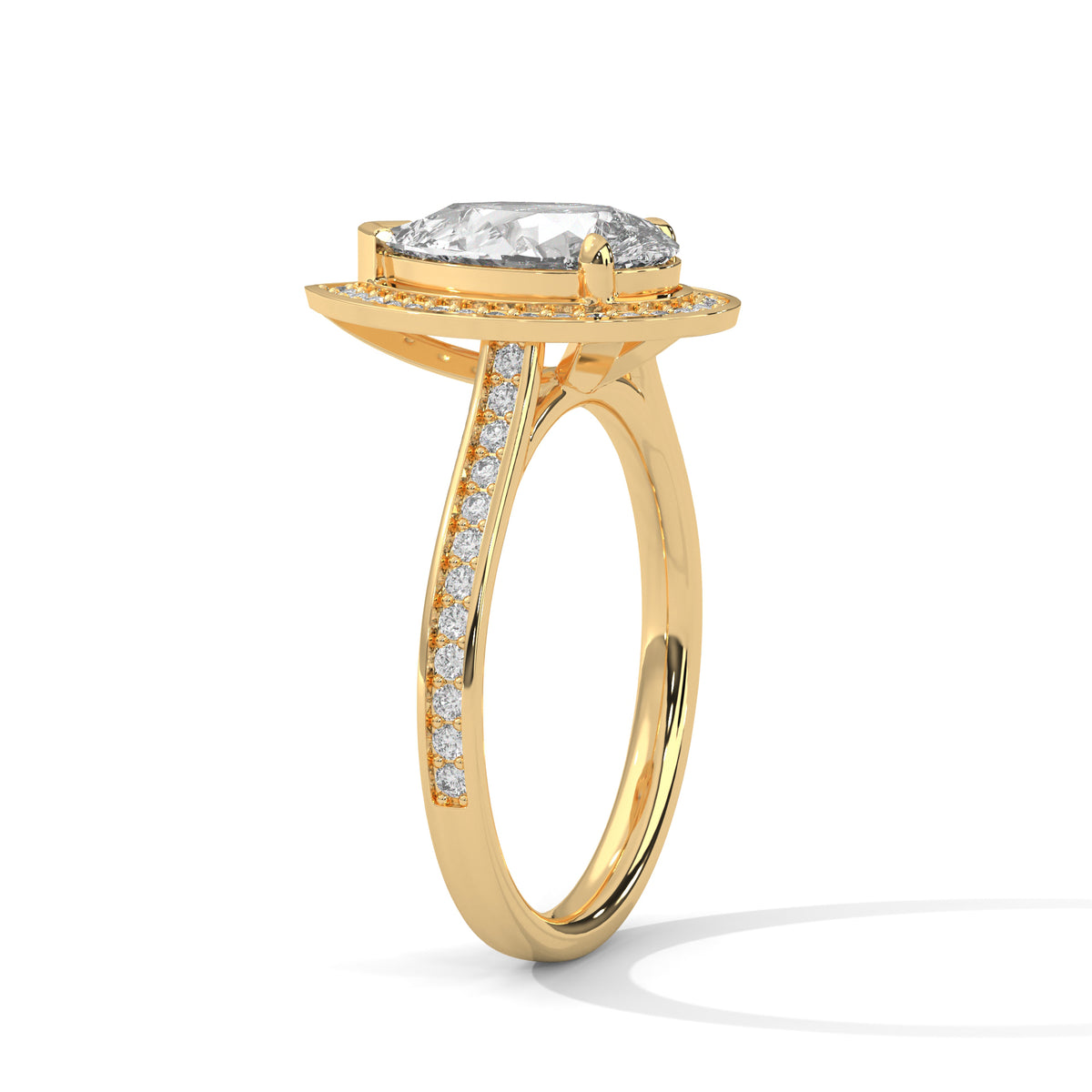 Teardrop Halo Solitaire Ring