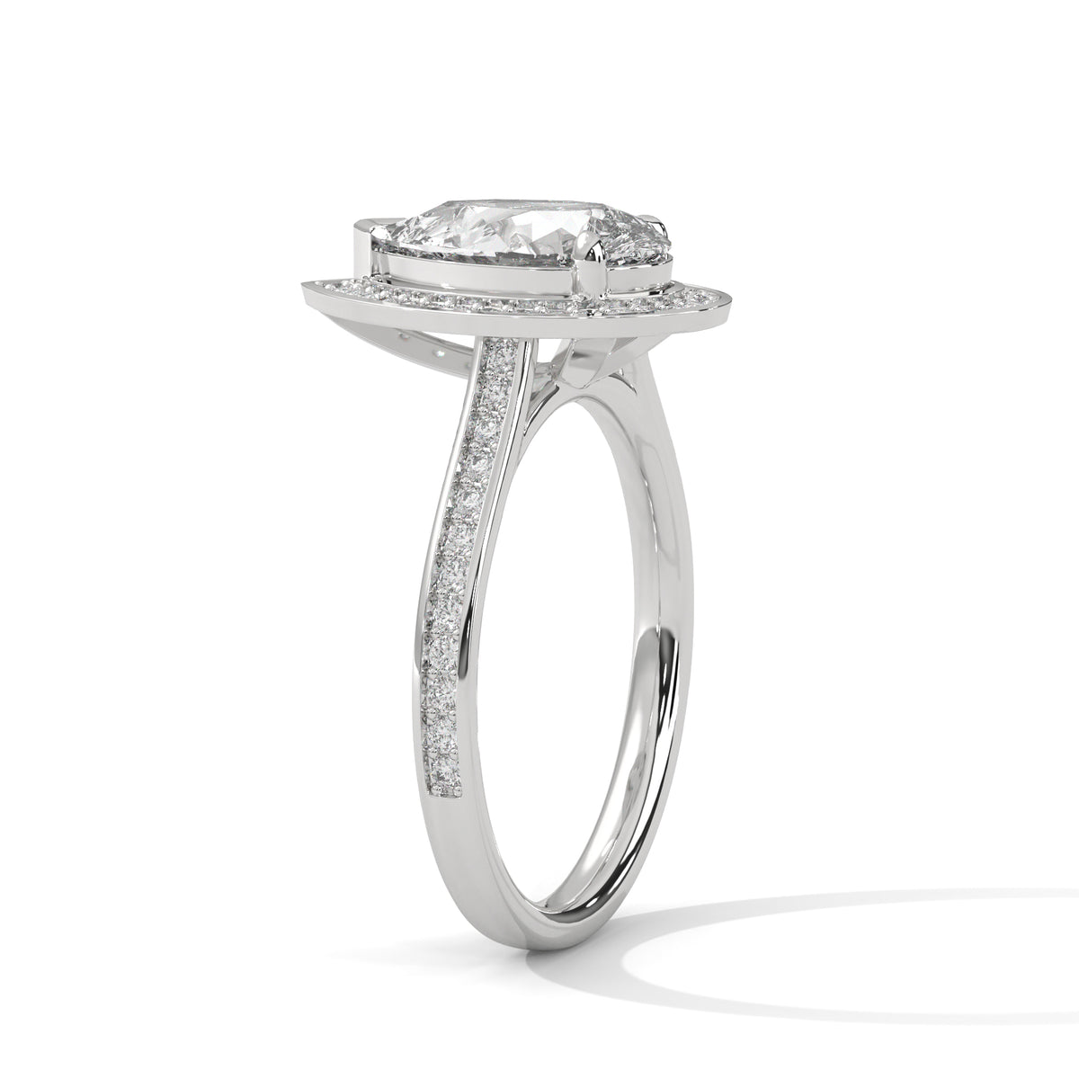 Teardrop Halo Solitaire Ring