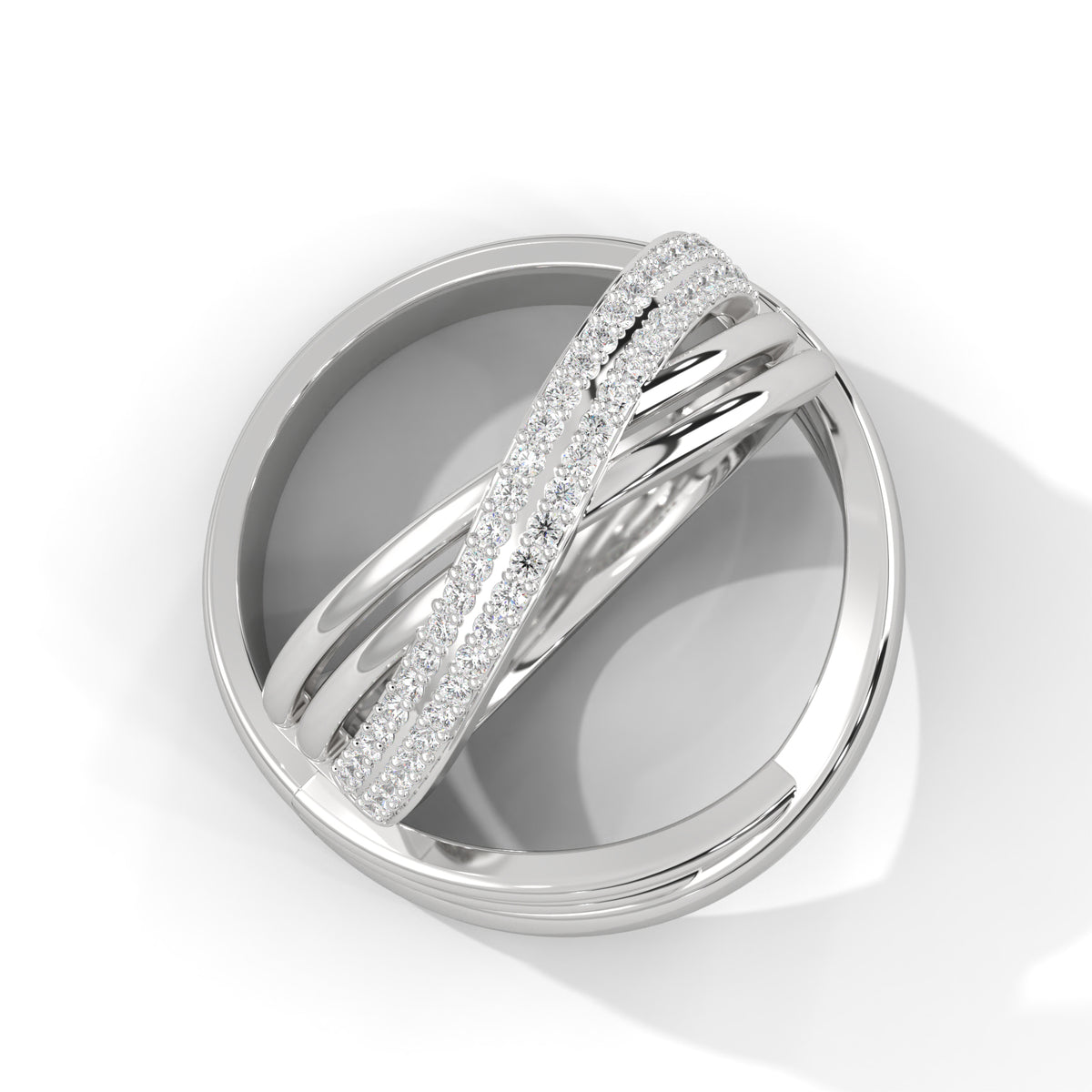 Crossover Infinity Diamond Band Ring