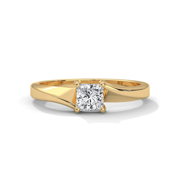 Split Bypass Princess Solitaire Ring