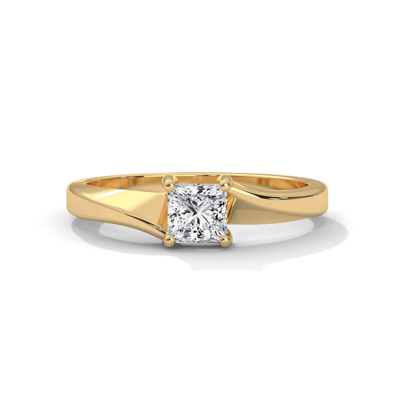 Split Bypass Princess Solitaire Ring