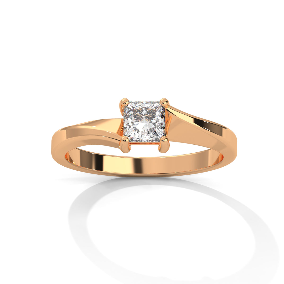 Split Bypass Princess Solitaire Ring