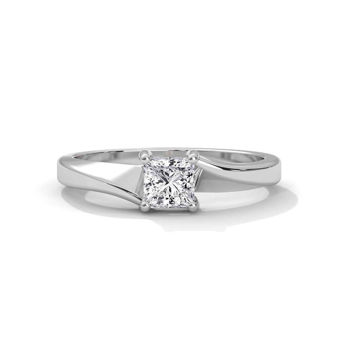 Split Bypass Princess Solitaire Ring