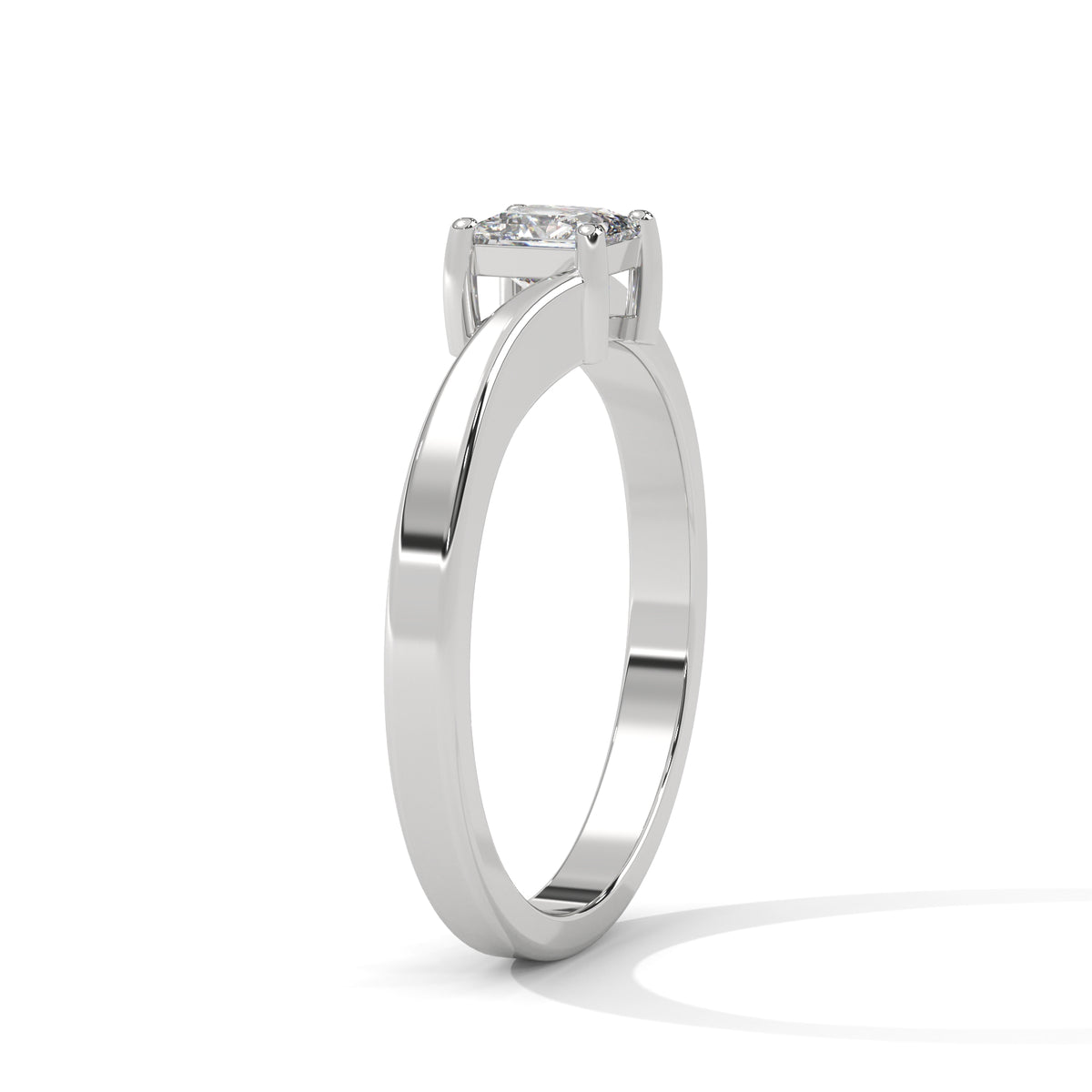 Split Bypass Princess Solitaire Ring