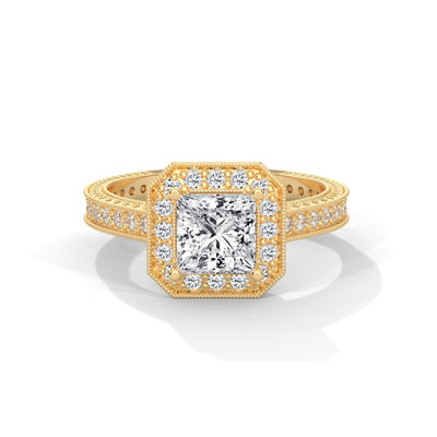 Royal Milgrain Halo Solitaire Ring — IGI Certified Diamond Jewellery | My Carat India