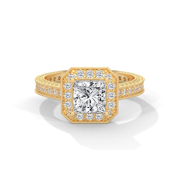 Royal Milgrain Halo Solitaire Ring