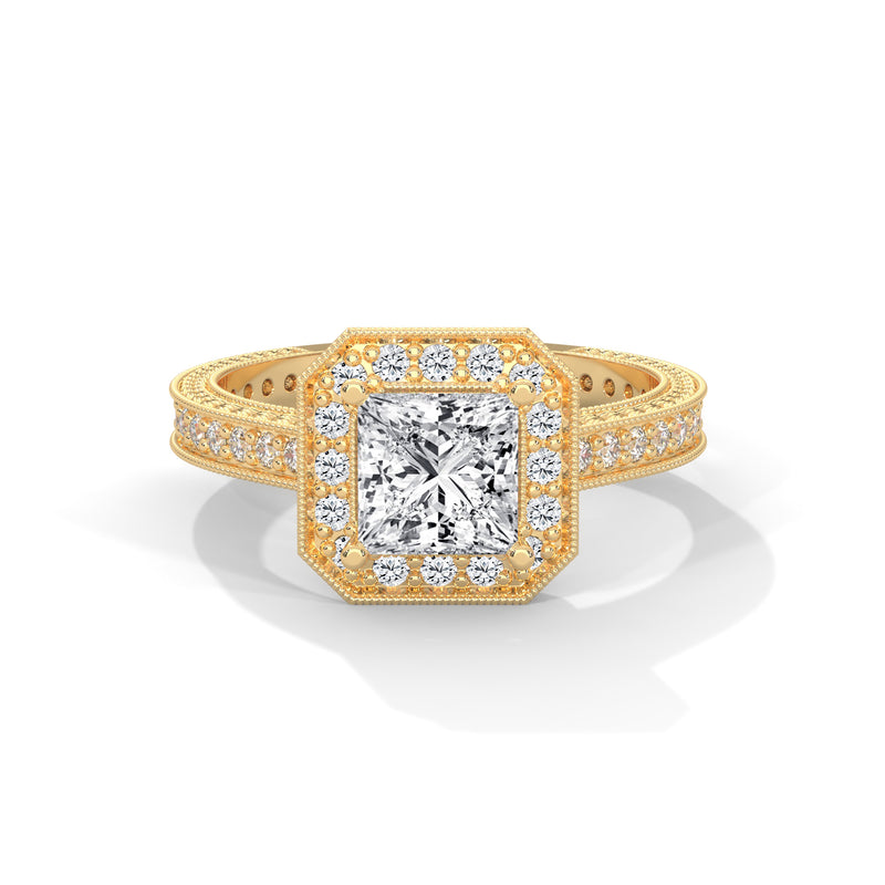 Royal Milgrain Halo Solitaire Ring