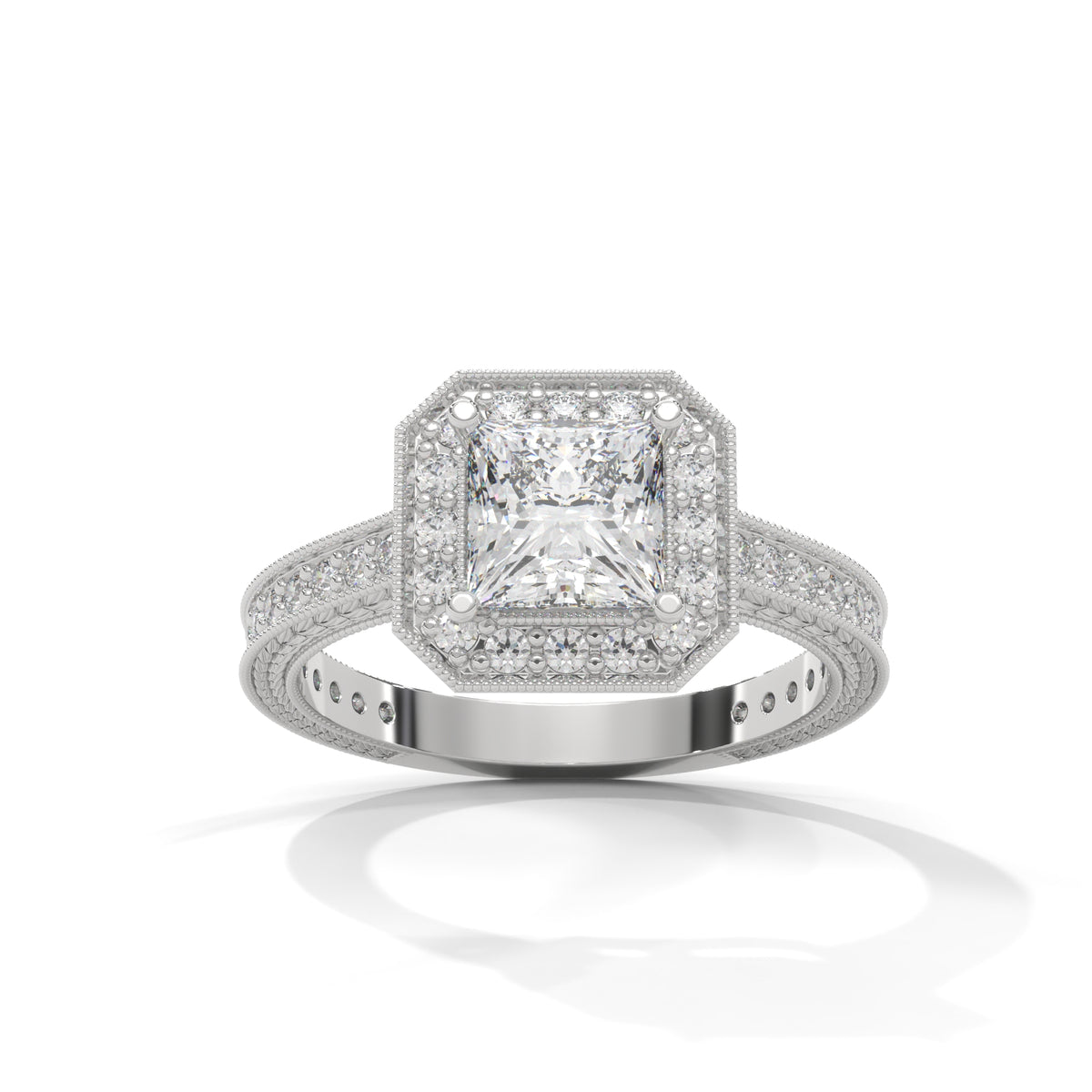 Royal Milgrain Halo Solitaire Ring