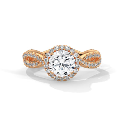 Twisted Infinity Halo Solitaire Ring — IGI Certified Diamond Jewellery | My Carat India