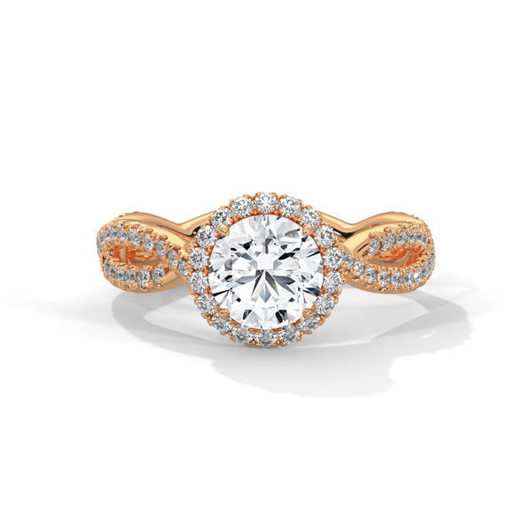 Twisted Infinity Halo Solitaire Ring