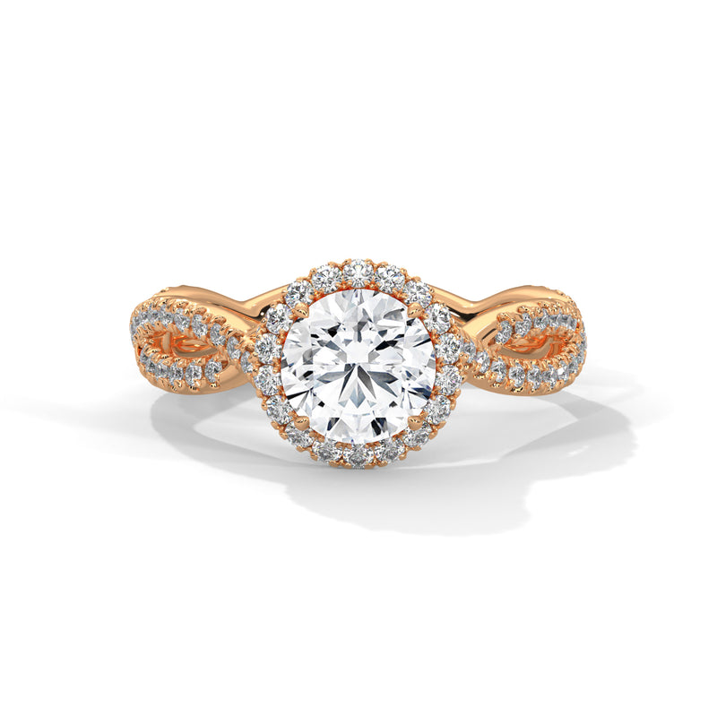 Twisted Infinity Halo Solitaire Ring
