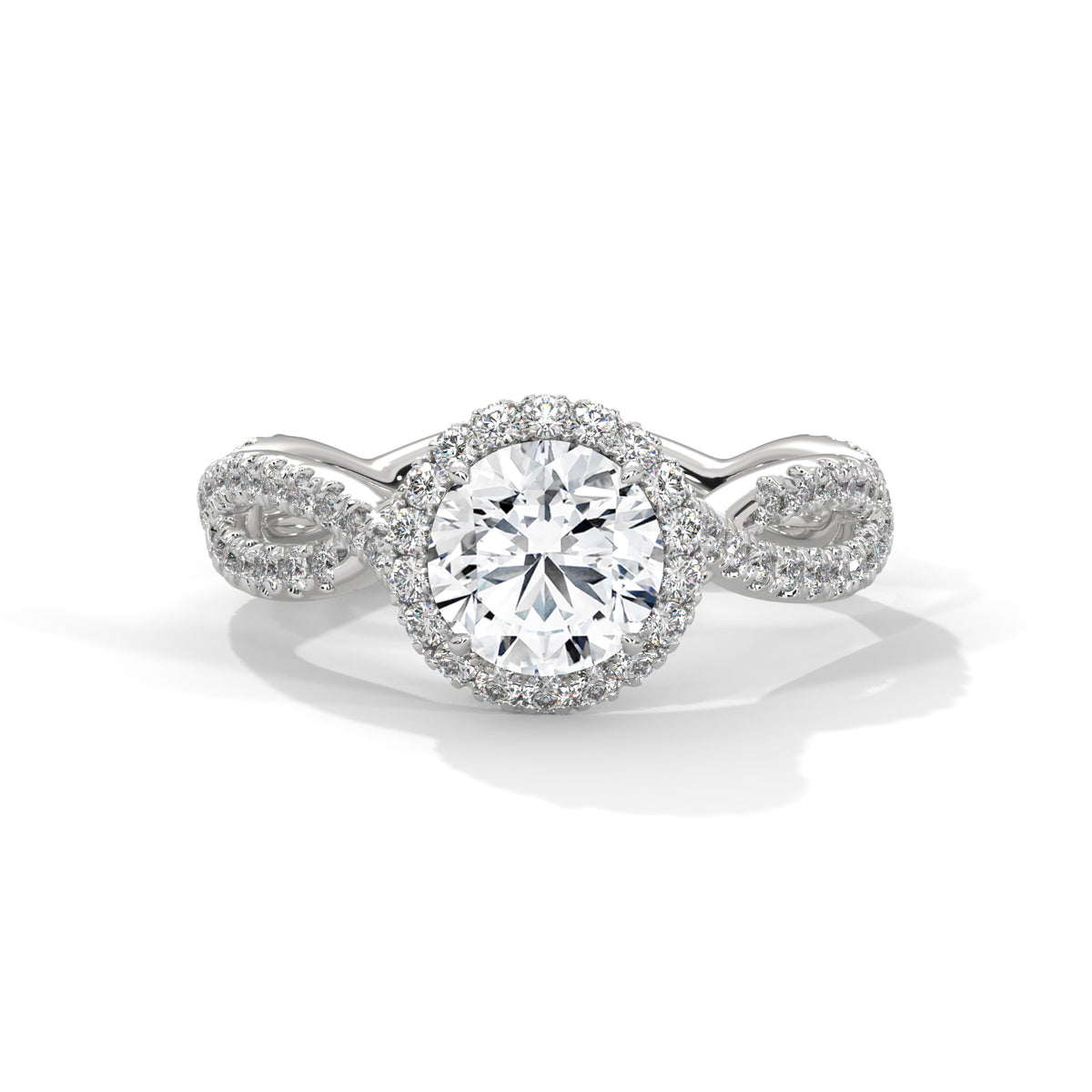 Twisted Infinity Halo Solitaire Ring