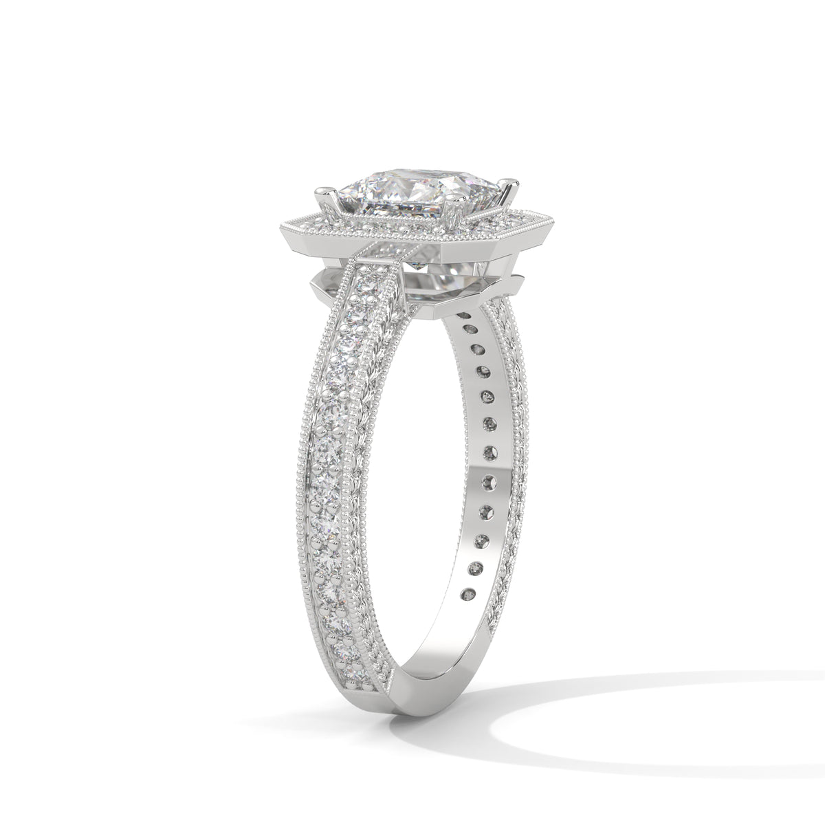 Royal Milgrain Halo Solitaire Ring