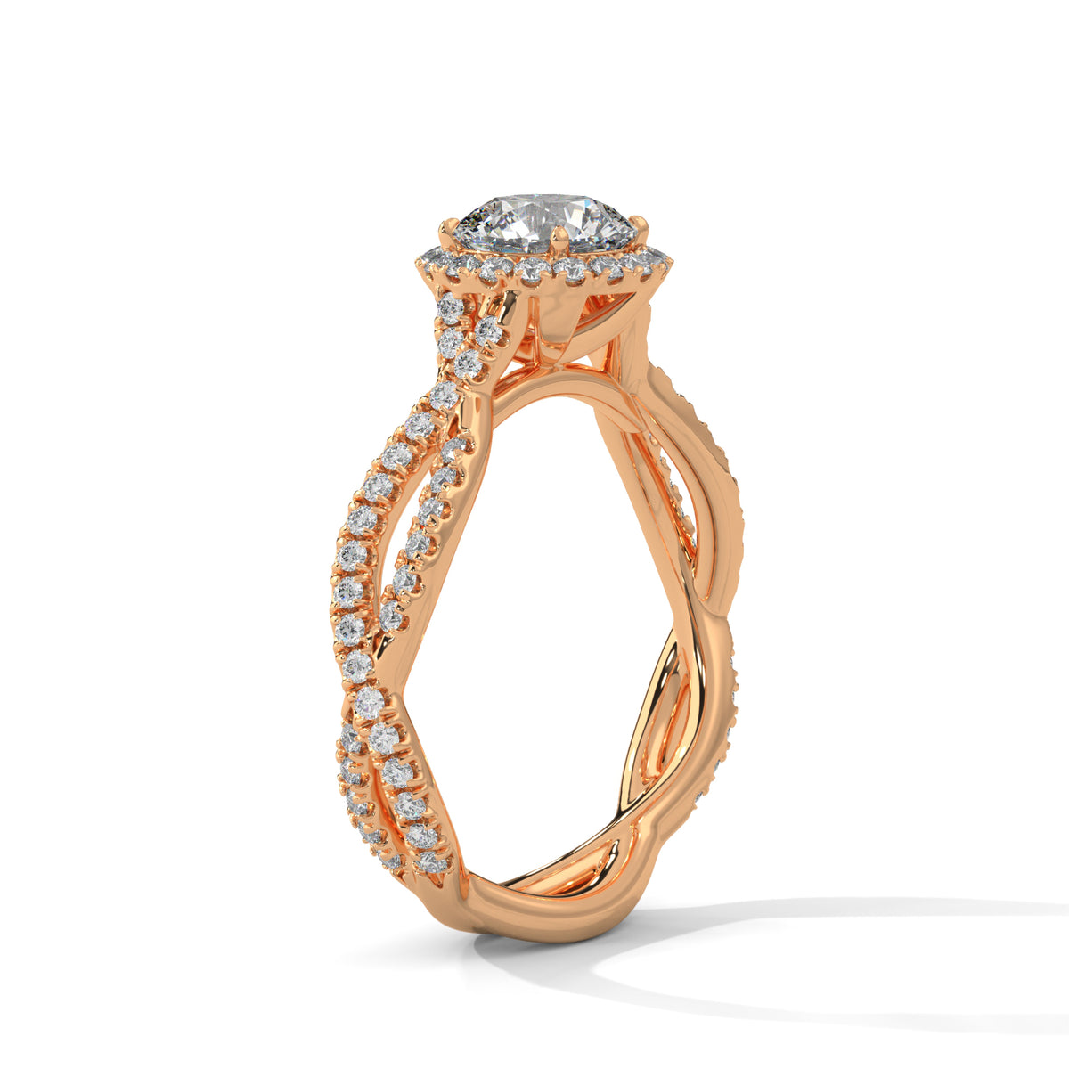 Twisted Infinity Halo Solitaire Ring