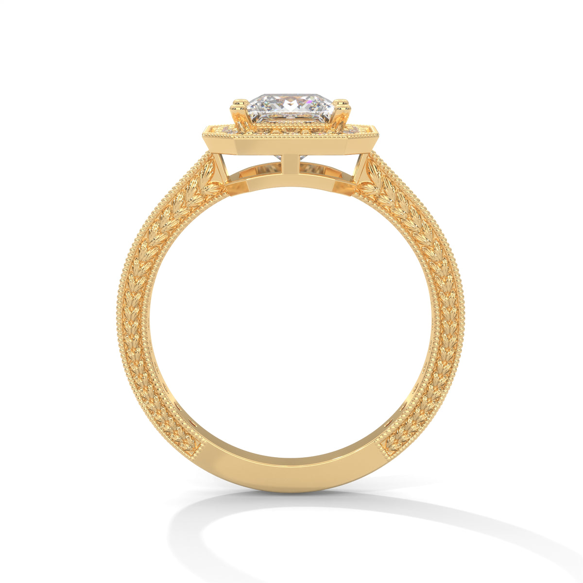 Royal Milgrain Halo Solitaire Ring