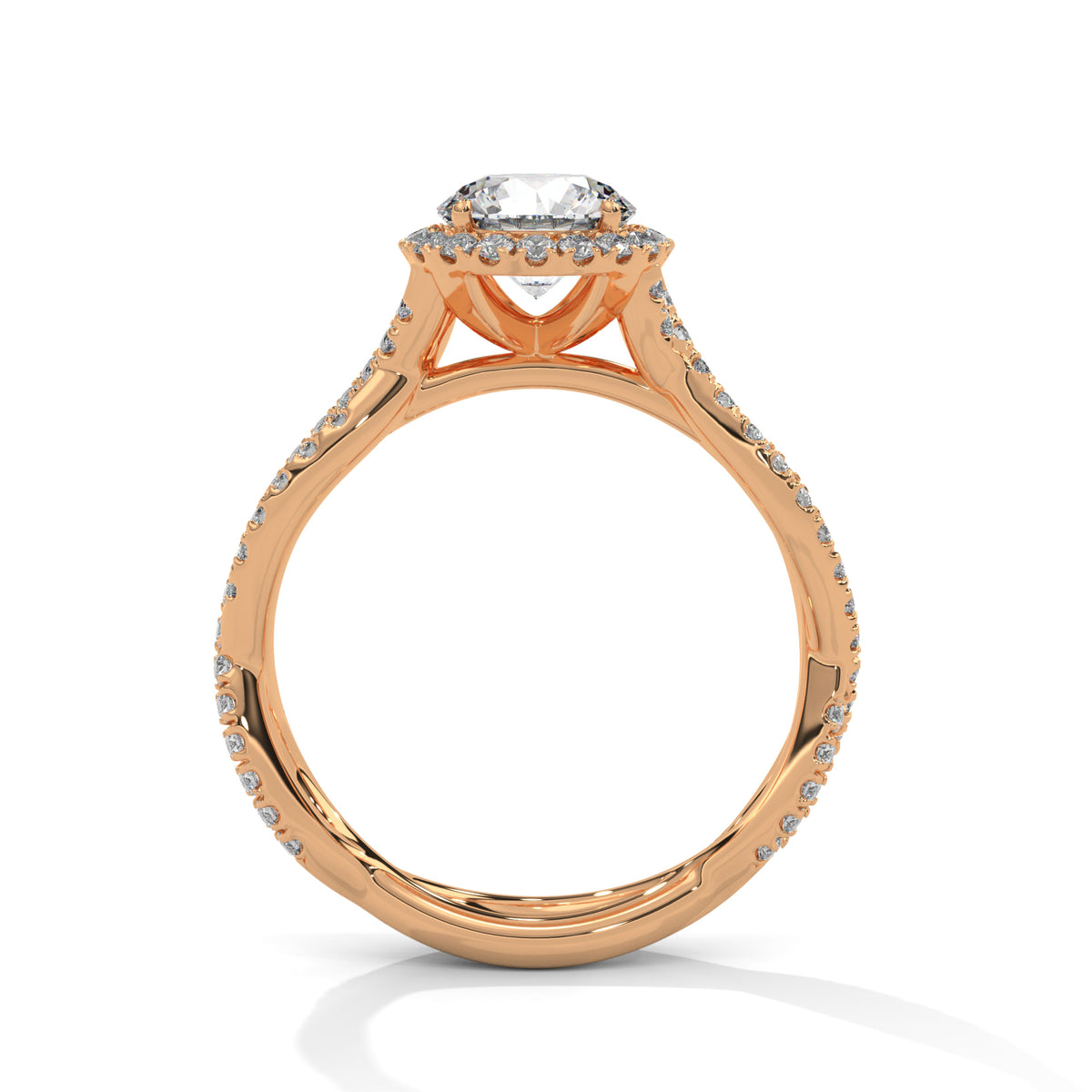 Twisted Infinity Halo Solitaire Ring