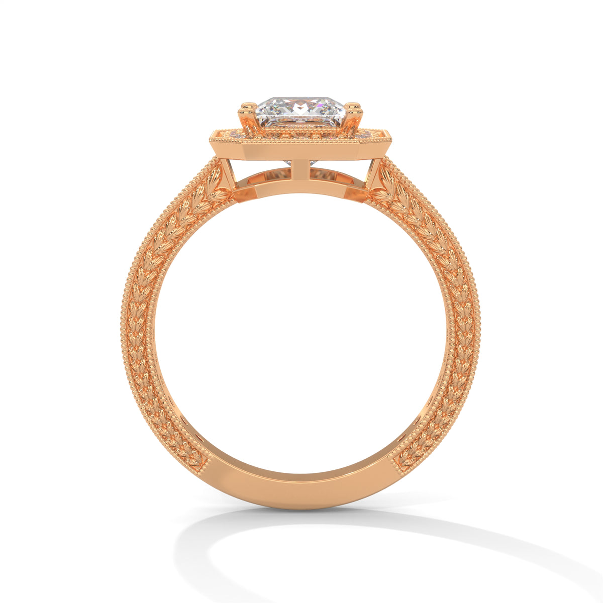 Royal Milgrain Halo Solitaire Ring